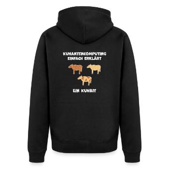 Quantencomputing mit Kühen Lustig Geschenk Kuhbit - Unisex Premium Bio Zip Hoodie - Schwarz - Hinten - Nico (187cm)