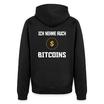 Bitcoin Trading Crypto Aktien - Unisex Premium Bio Zip Hoodie - Schwarz - Hinten - Nico (187cm)