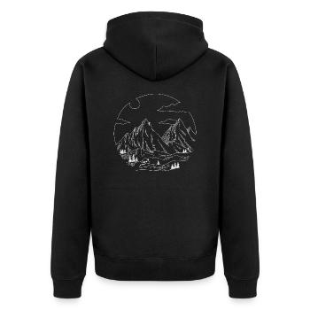 Landschaft in geometrischer Form - Unisex Premium Bio Zip Hoodie - Schwarz - Hinten - Nico (187cm)