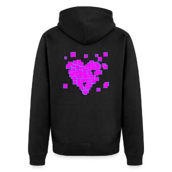 Pink pixel herz - Unisex Premium Bio Zip Hoodie - Schwarz - Hinten - Nico (187cm)