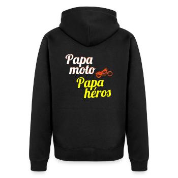 papa moto papa héros - Veste à capuche bio Premium Unisexe - noir - Dos - Nico (187cm)