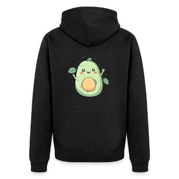 Avo Love - Unisex Premium Bio Zip Hoodie - Schwarz - Hinten - Nico (187cm)