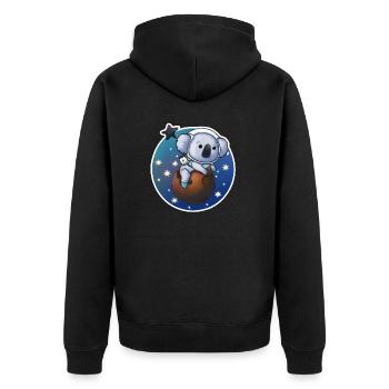 Koala Astronaut - Unisex Premium Organic Zip Hoodie - black - Back - Nico (187cm)