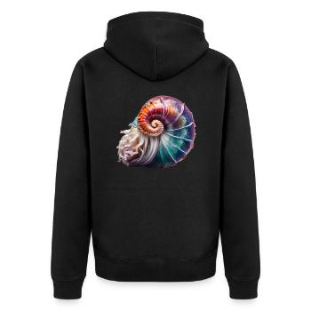Der Nautilus wird auch Perlboot genannt - Unisex Premium Bio Zip Hoodie - Schwarz - Hinten - Nico (187cm)