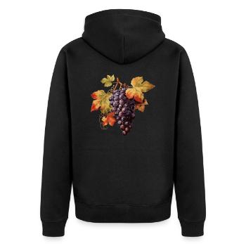 Grapes - Unisex Premium Organic Zip Hoodie - black - Back - Nico (187cm)