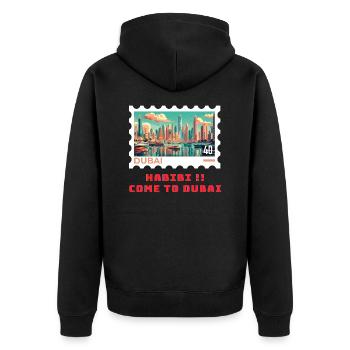 Dubai - Unisex Premium Bio Zip Hoodie - Schwarz - Hinten - Nico (187cm)