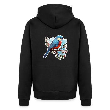 Wintervogel - Unisex Premium Bio Zip Hoodie - Schwarz - Hinten - Nico (187cm)