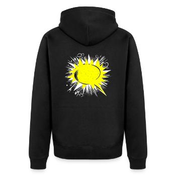 Speech bubble can be personalized - Unisex Premium Organic Zip Hoodie - black - Back - Nico (187cm)