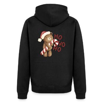 Weihnachtsbär - Unisex Premium Bio Zip Hoodie - Schwarz - Hinten - Nico (187cm)