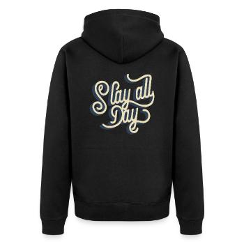 Slay all day - Unisex Premium Organic Zip Hoodie - black - Back - Nico (187cm)