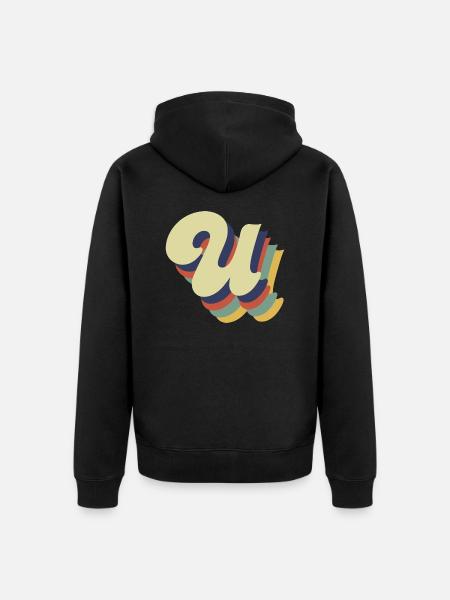 Retro-U-Buchstabe - Unisex Premium Bio Zip Hoodie - Schwarz