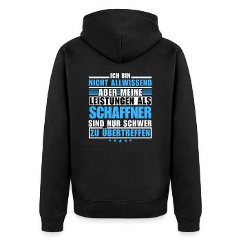Unübertroffene Leistung als Schaffner - Unisex Premium Bio Zip Hoodie - Schwarz - Hinten - Nico (187cm)