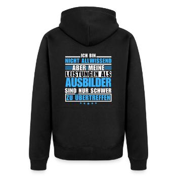 Unübertroffene Leistung als Ausbilder - Unisex Premium Bio Zip Hoodie - Schwarz - Hinten - Nico (187cm)