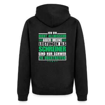 Unübertroffene Leistung als Schreiner - Unisex Premium Bio Zip Hoodie - Schwarz - Hinten - Nico (187cm)