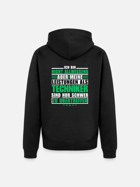 Unübertroffene Leistung als Techniker - Unisex Premium Bio Zip Hoodie - Schwarz