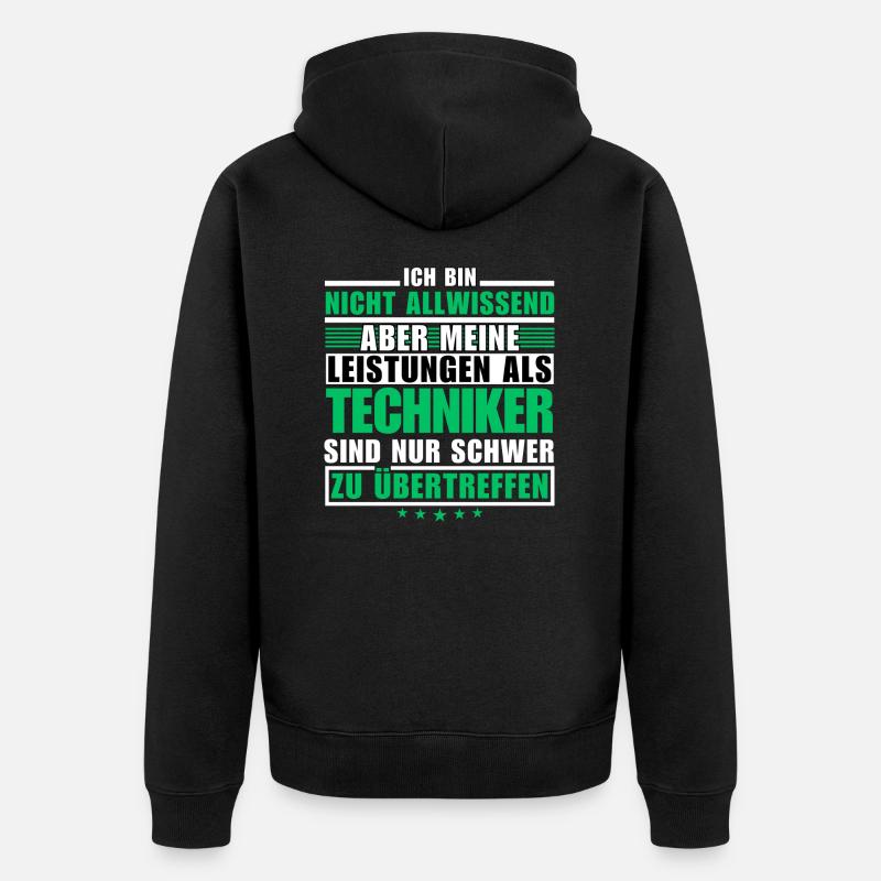 Unübertroffene Leistung als Techniker - Unisex Premium Bio Zip Hoodie - Schwarz