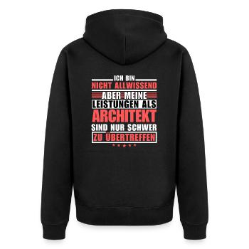 Unübertroffene Leistung als Architekt - Unisex Premium Bio Zip Hoodie - Schwarz - Hinten - Nico (187cm)