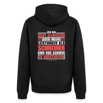 Unsurpassed performance as a carpenter - Unisex Premium Organic Zip Hoodie - black - Back - Nico (187cm)