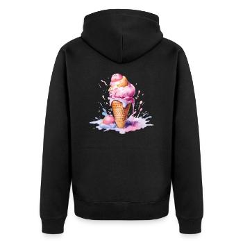 ice - Unisex Premium Organic Zip Hoodie - black - Back - Nico (187cm)