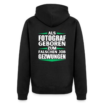 Fotograf im falschen Job gelandet - Unisex Premium Bio Zip Hoodie - Schwarz - Hinten - Nico (187cm)