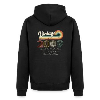 2009 Vintage Klassiker 2009 - Unisex Premium Bio Zip Hoodie - Schwarz - Hinten - Nico (187cm)