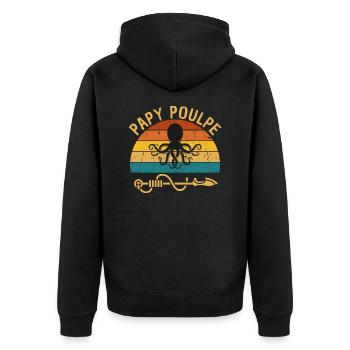 Papy poulpe harpon - Veste à capuche bio Premium Unisexe - noir - Dos - Nico (187cm)