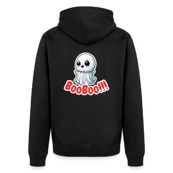 Booboo!!! - Unisex Premium Bio Zip Hoodie - Schwarz - Hinten - Nico (187cm)