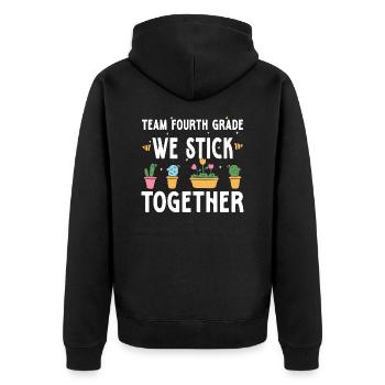 Team Fourth Grade We Stick Together Cactus Back - Unisex Premium Organic Zip Hoodie - black - Back - Nico (187cm)