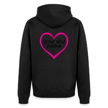 Ich liebe dich, Papa - Unisex Premium Bio Zip Hoodie - Schwarz - Hinten - Nico (187cm)