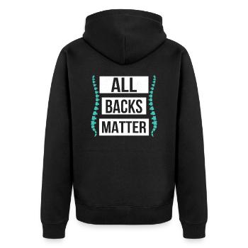 All Backs Matter Chiropractor Physical Therapist - Unisex Premium Bio Zip Hoodie - Schwarz - Hinten - Nico (187cm)