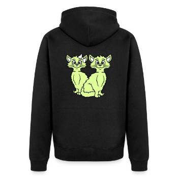 Zwei Katzen Paar 2 Romantisches verliebtes Pärchen - Unisex Premium Bio Zip Hoodie - Schwarz - Hinten - Nico (187cm)