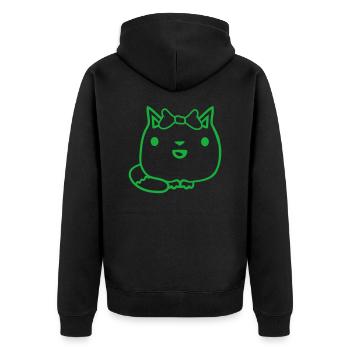 Süße Mädchen Katze Hübsche Schleife Frau Weiblich - Unisex Premium Bio Zip Hoodie - Schwarz - Hinten - Nico (187cm)