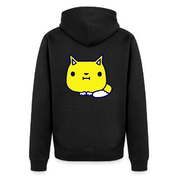 Cute Cat Looks Happy Smiling Kitten Fun - Unisex Premium Organic Zip Hoodie - black - Back - Nico (187cm)