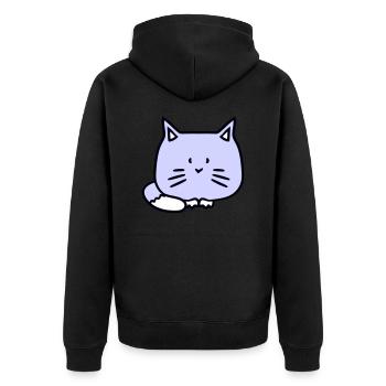 Cute Cat Looks Happy Smiling Kitten Fun - Unisex Premium Organic Zip Hoodie - black - Back - Nico (187cm)