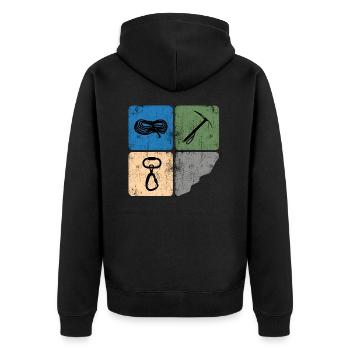eisklettern bergsteiger alpinist klettern - Unisex Premium Bio Zip Hoodie - Schwarz - Hinten - Nico (187cm)