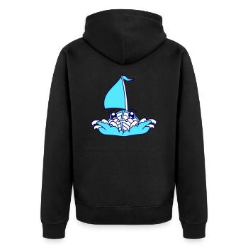 mignon drôle bateau vagues voile visage souriant - Veste à capuche bio Premium Unisexe - noir - Dos - Nico (187cm)