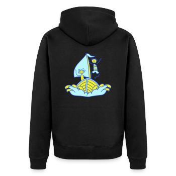 2 enfants Plaisir de la voile Deux frères et sœurs Amis Équipe - Veste à capuche bio Premium Unisexe - noir - Dos - Nico (187cm)