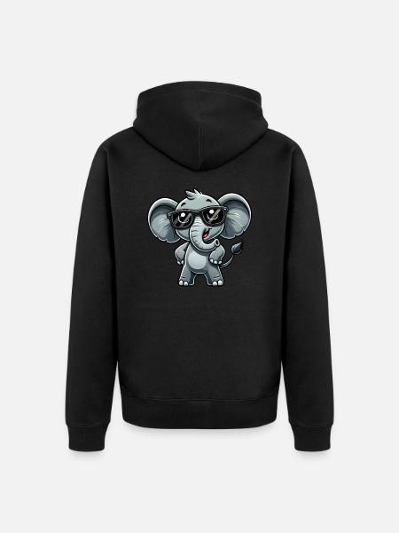 Elephant Sunglasses - Unisex Premium Organic Zip Hoodie - black