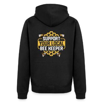 Support Your Local Bee Keeper Beekeeping Apiarist - Unisex Premium Bio Zip Hoodie - Schwarz - Hinten - Nico (187cm)