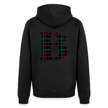 Monogramme b tartan écossais - Veste à capuche bio Premium Unisexe - noir - Dos - Nico (187cm)