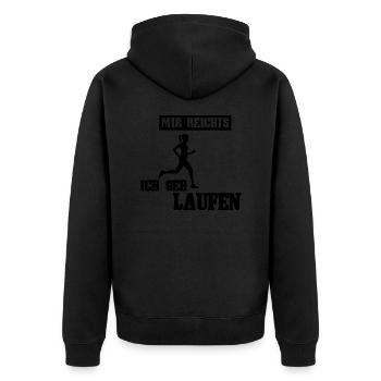 läuferin ich geh laufen - Unisex Premium Bio Zip Hoodie - Schwarz - Hinten - Nico (187cm)