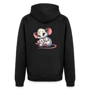 Souris mère avec enfant - Veste à capuche bio Premium Unisexe - noir - Dos - Nico (187cm)