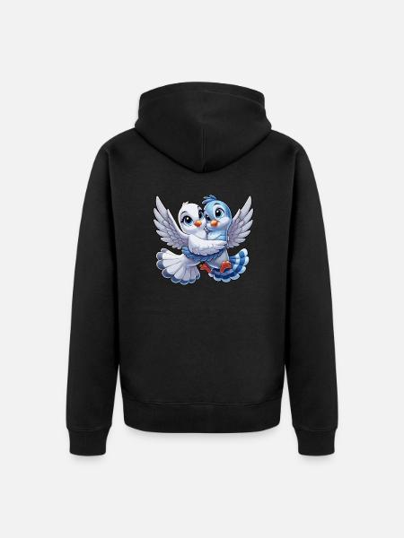 Turteltauben 1 - Unisex Premium Bio Zip Hoodie - Schwarz