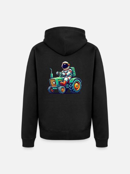 Astronaut Traktor - Unisex Premium Bio Zip Hoodie - Schwarz