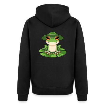 Grenouille mignonne avec chapeau - Veste à capuche bio Premium Unisexe - noir - Dos - Nico (187cm)
