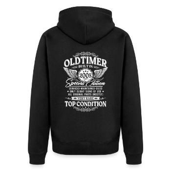 Oldtimer Baujahr 2005 Jahrgang Geburtstag Geschenk - Unisex Premium Bio Zip Hoodie - Schwarz - Hinten - Nico (187cm)