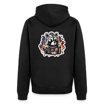 Space Raccoon - Unisex Premium Bio Zip Hoodie - Schwarz - Hinten - Nico (187cm)