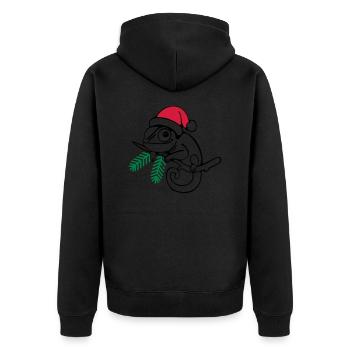 Lui Weihnachten dreifarbig - Unisex Premium Bio Zip Hoodie - Schwarz - Hinten - Nico (187cm)