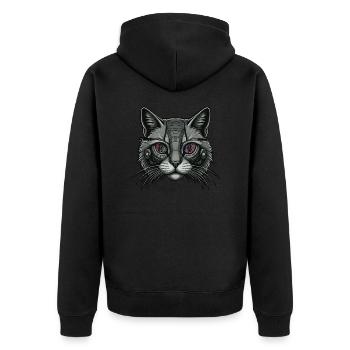 Katzen-Roboter - Unisex Premium Bio Zip Hoodie - Schwarz - Hinten - Nico (187cm)