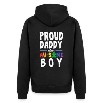 Autism Proud Daddy of an Au Some Boy - Unisex Premium Organic Zip Hoodie - black - Back - Nico (187cm)